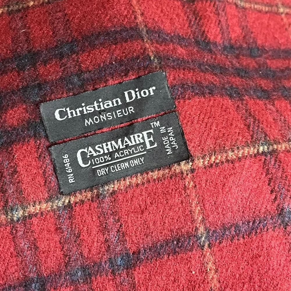 Christian Dior Monsieur Red Plaid “Cashmaire” 100% Acrylic Scarf